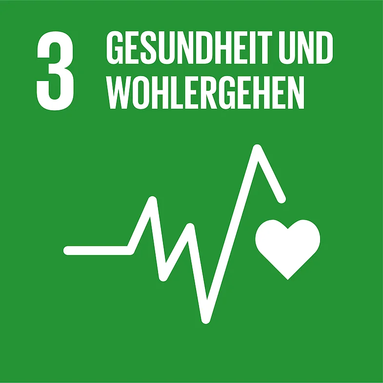 Icon Ziel 3 f&uuml;r nachhaltige Entwicklung: Gesundheit und Wohlergehen