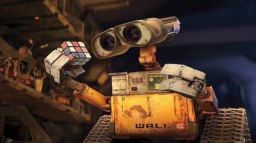 Der Roboter Wall-E ist mit einem Zauberwürfel abgebildet. 