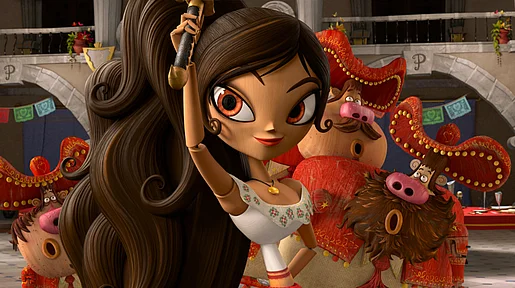 Szenenbild aus dem Animationsfilm: Das Mädchen Maria, in das beide Freunde verliebt sind