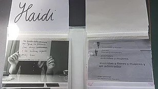 Seite eines Fotoalbums von Haidi &uuml;ber Geschlechterungleichheit in spanischer Sprache