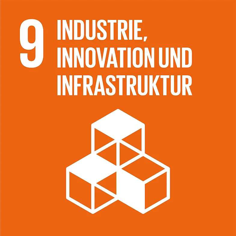Icon Ziel 9 f&uuml;r nachhaltige Entwicklung: Industrie, Innovation und Infrastruktur
