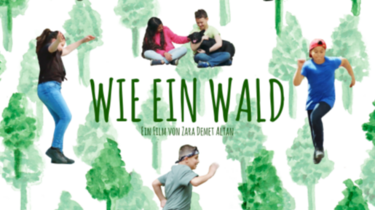 Filmposter Wie ein Wald, gezeichnete Bäume, Bilder von Kindern