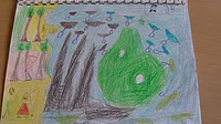 Gemaltes Bild zu einer Szene aus "Die unglaubliche Geschichte von der Riesenbirne"