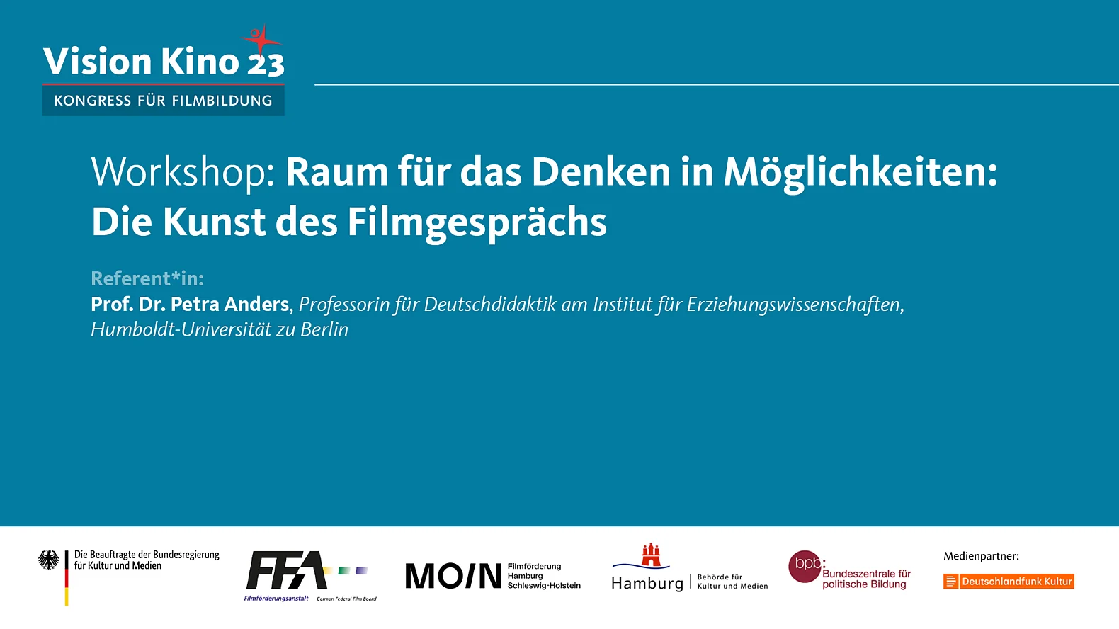 Info Bildschirm f&uuml;r das Panel Raum f&uuml;r das Denken in M&ouml;glichkeiten - Die Kunst des Filmgespr&auml;chs
