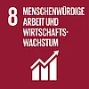 Icon Ziel 8 f&uuml;r nachhaltige Entwicklung: Menschenw&uuml;rdige Arbeit und Wirtschaftswachstum