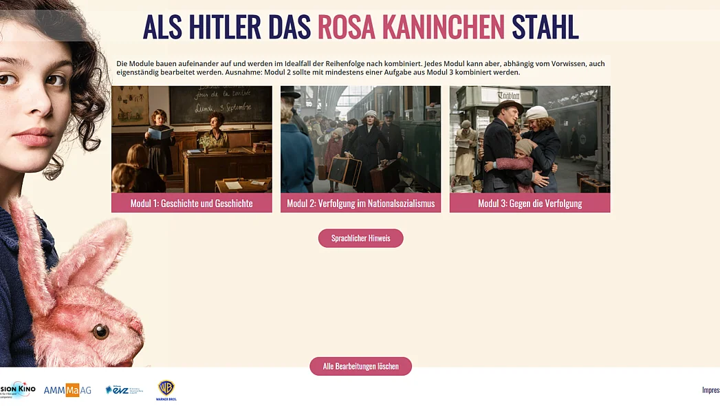 Webseitenansicht interaktiver Lernbausteine