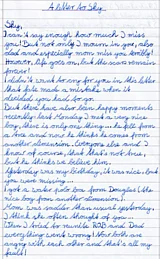 Ein handgeschriebener Brief auf Englisch mit dem Titel "A Letter to Sky"