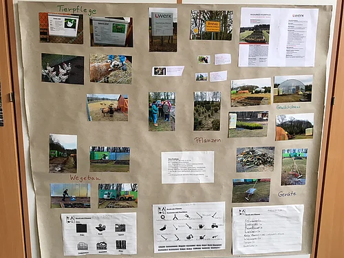 Fotoplakat zur Arbeit im Schulgarten und &uuml;ber Tierpflege