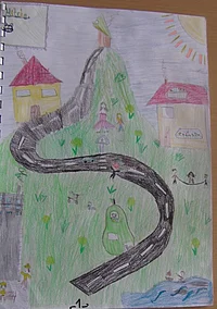 Wimmelbild zum Film "Die unglaubliche Geschichte von der Riesenbirne"