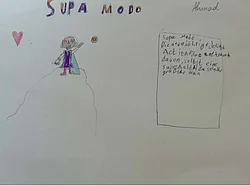 Zeichnung und Beschreibung der Hauptdarstellerin aus "Supa Modo"
